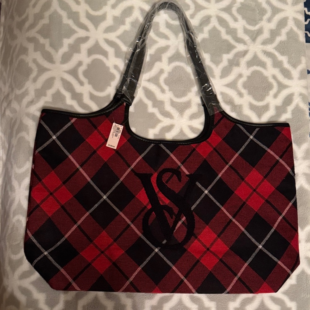 Collectors Victoria's Secret Red and Black Checkered Tote